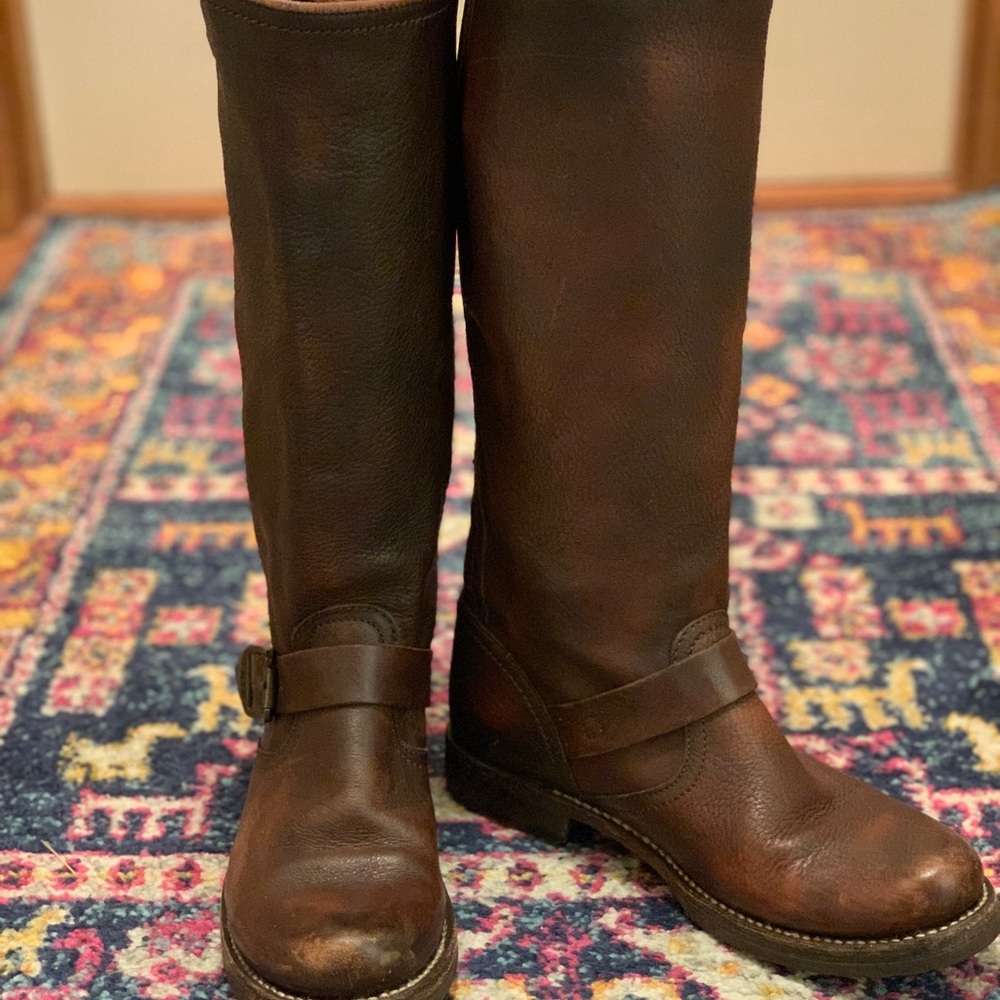 FRYE Pull On Tall Biker Boots